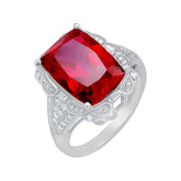 Cushion Cut Lab Created Ruby Moissanite Hip Hop Ring, Solitaire Cocktail Ring, 925 Sterling Silver Ring, Anniversary Ring Gift For Women